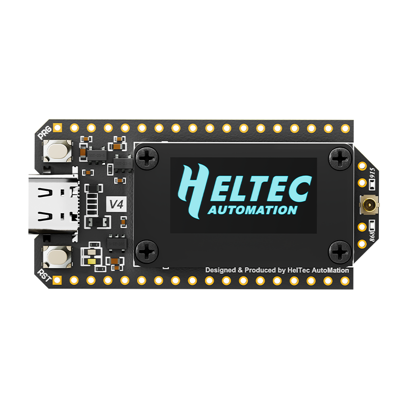 Heltec WiFi LoRa 32 V4-kretskort med OLED-skjerm.
